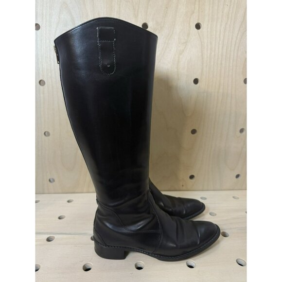 Pertti Palmroth Black Leather Tall Riding Boots Made in Finland Back Zipper 9 - Picture 1 of 12